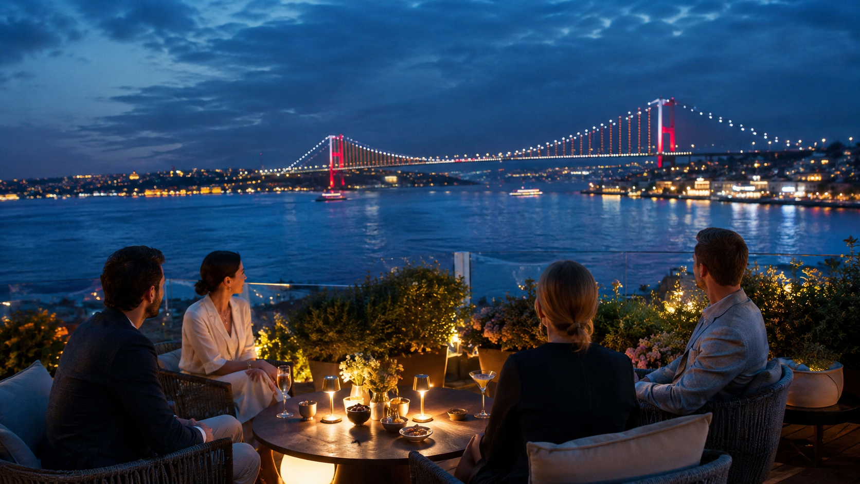 Night terrace view for planning a tailor-made Istanbul itinerary