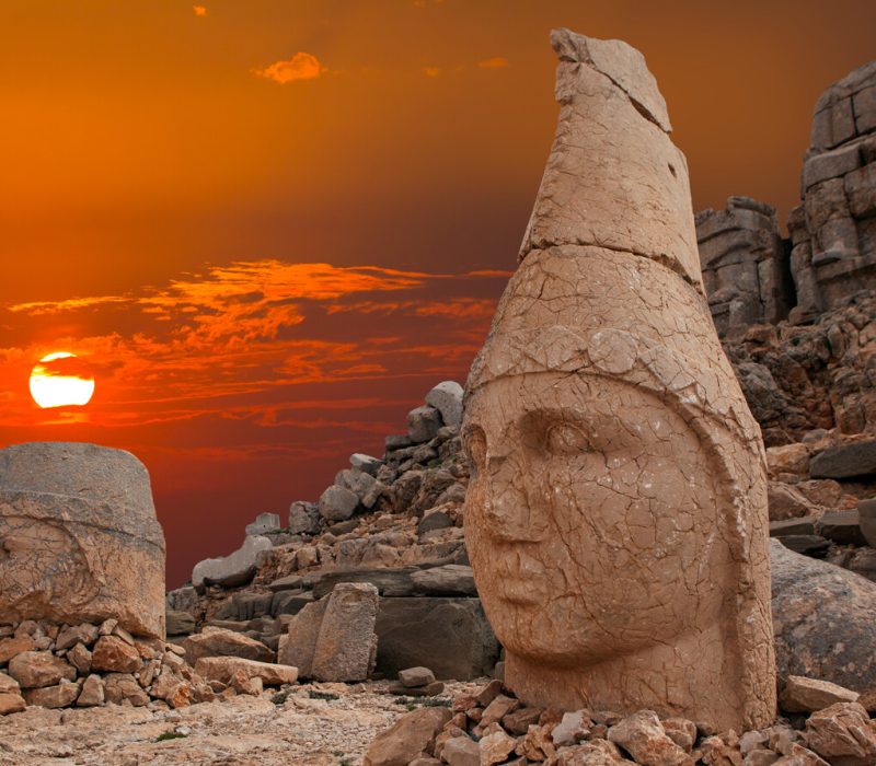 Heads of the statues on Mount Nemrut in Turkey